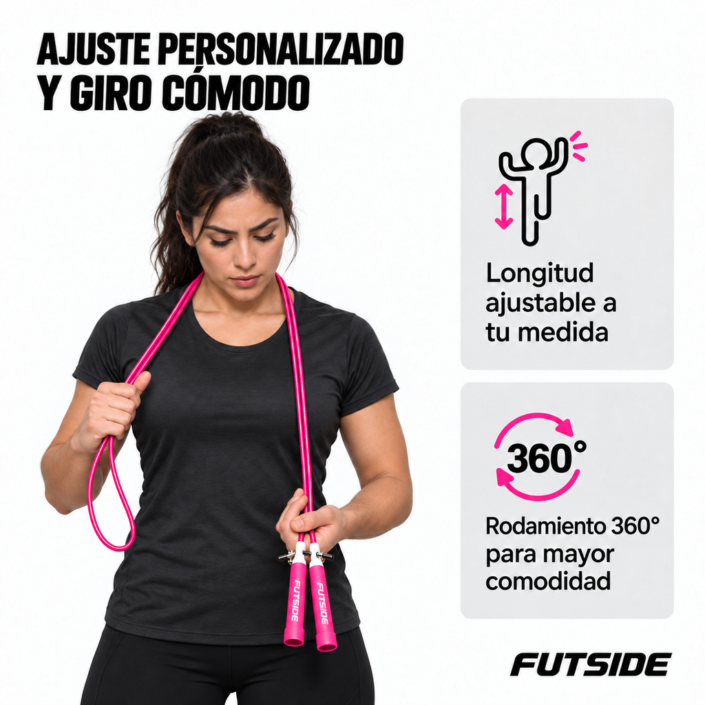 Cuerda Para Saltar Rosa Box Crossfit Gym Ajustable Cable De Acero