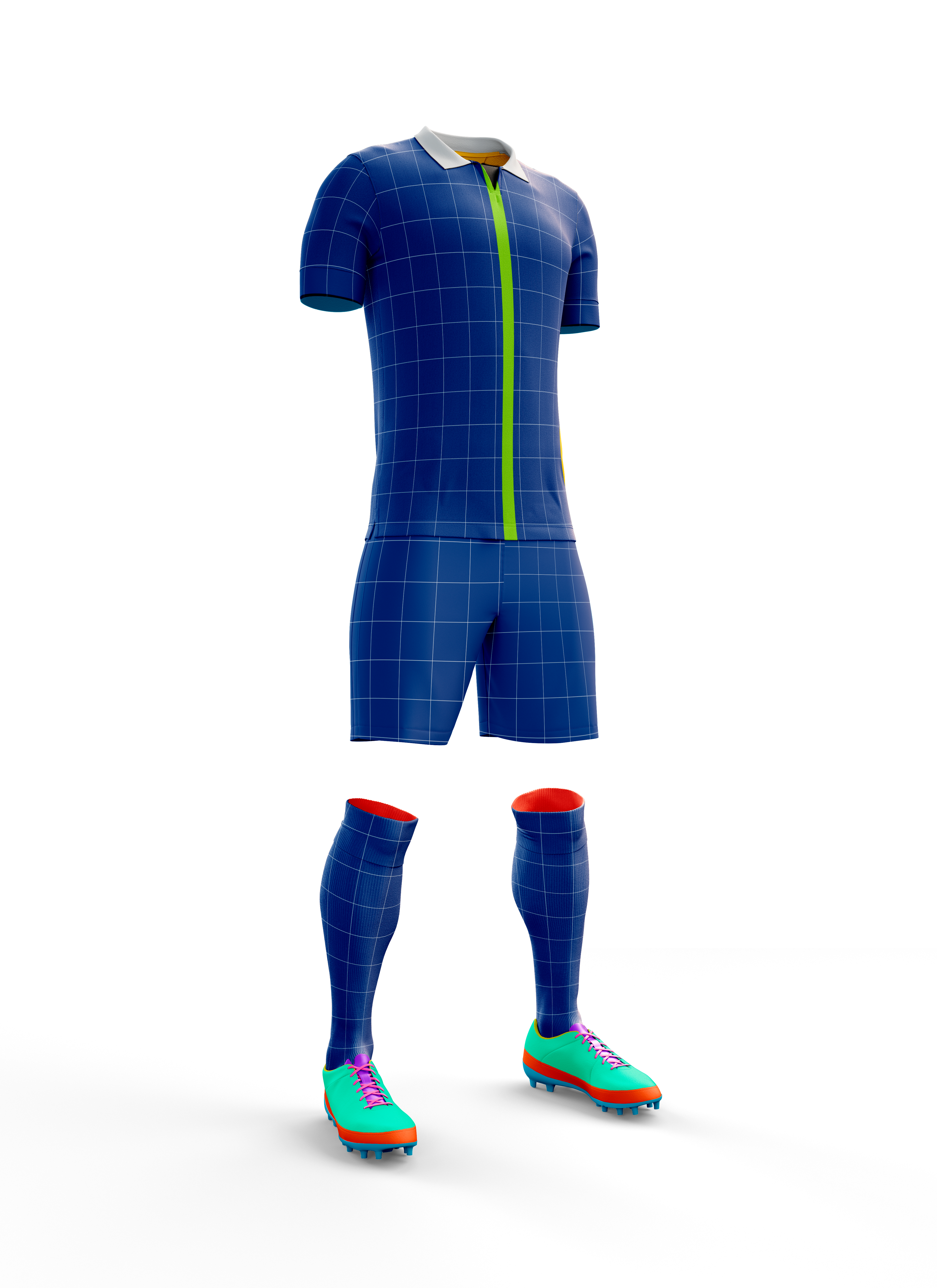 MOCKUP DE UNIFORME COMPLETO DE FUTBOL CUELLO POLO