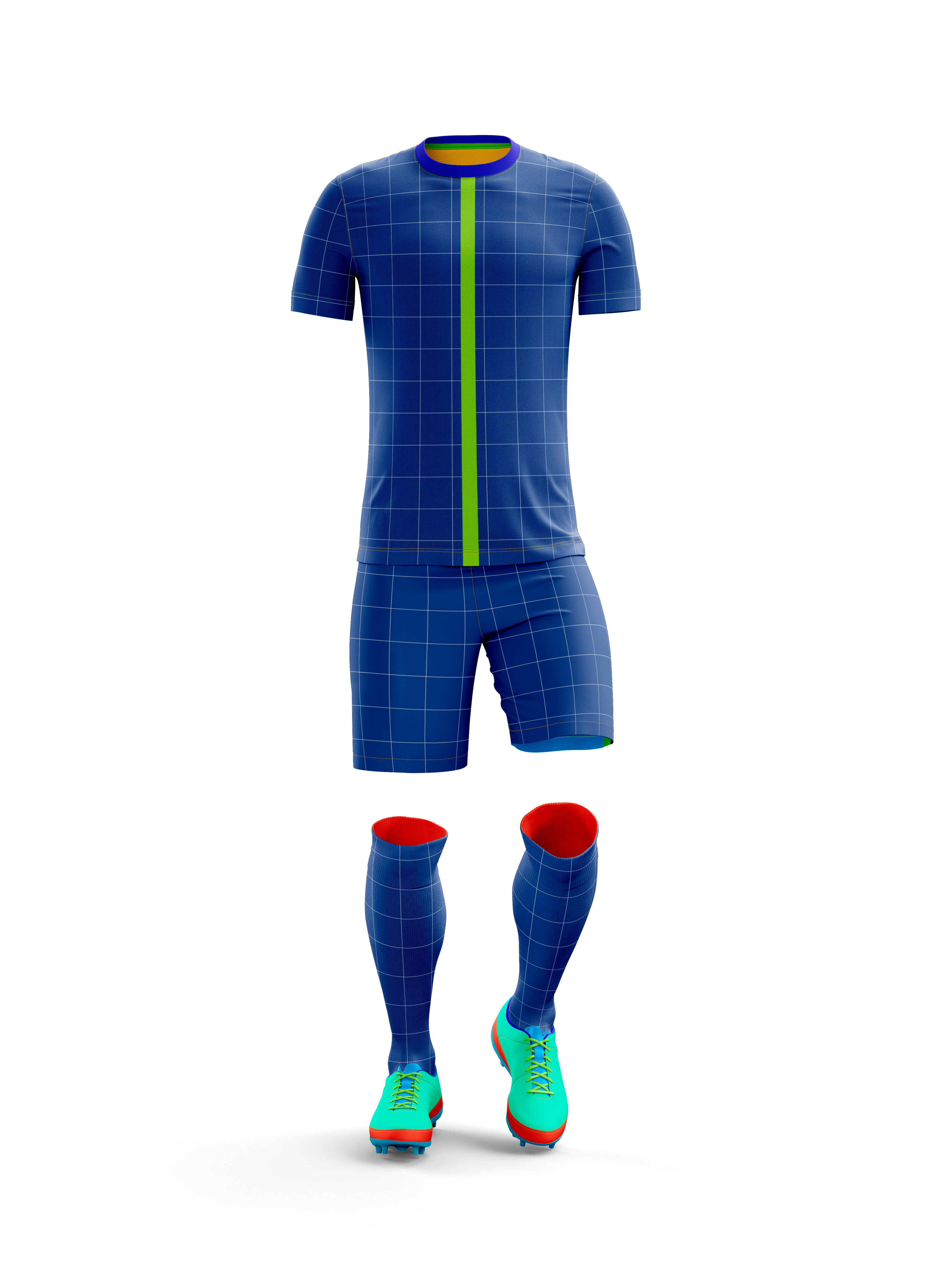 MOCKUP DE UNIFORME COMPLETO DE FUTBOL CUELLO REDONDO