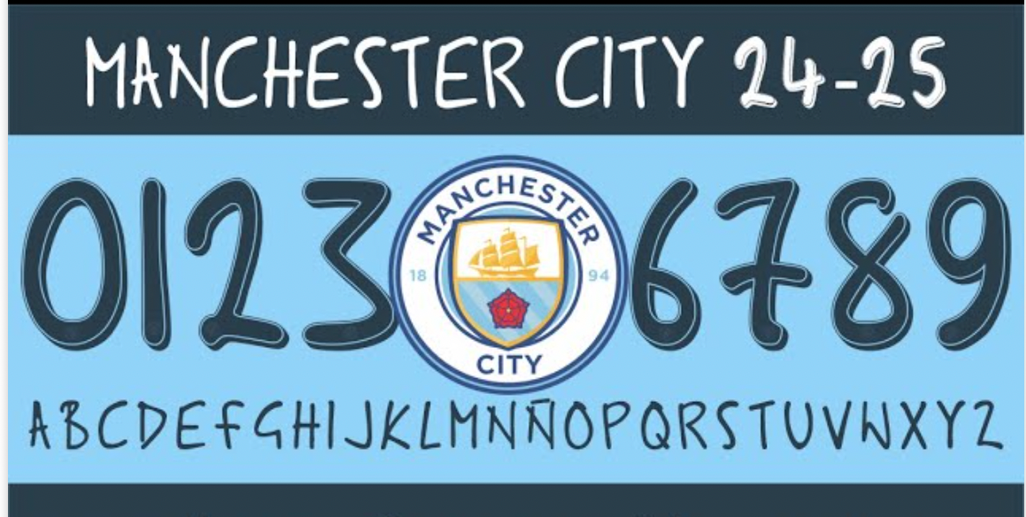 TIPOGRAFIA MANCHESTER CITY 24-25 CHAMPIONS LEAGUE