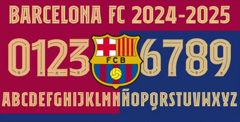 TIPOGRAFIA FC BARCELONA 2024 CHAMPIONS